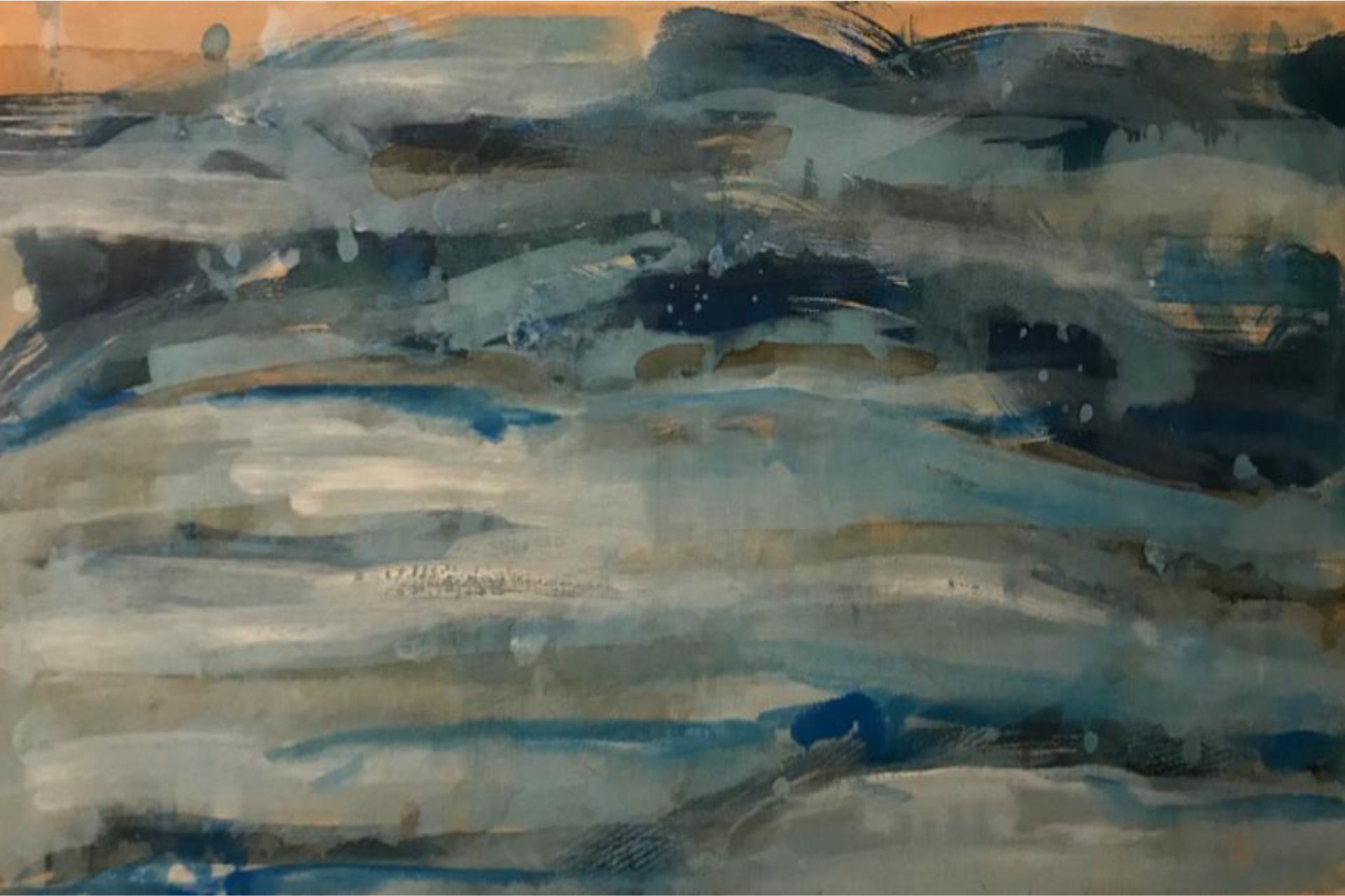New Tide, 2019, mixed media on canvas, 15" X 30"