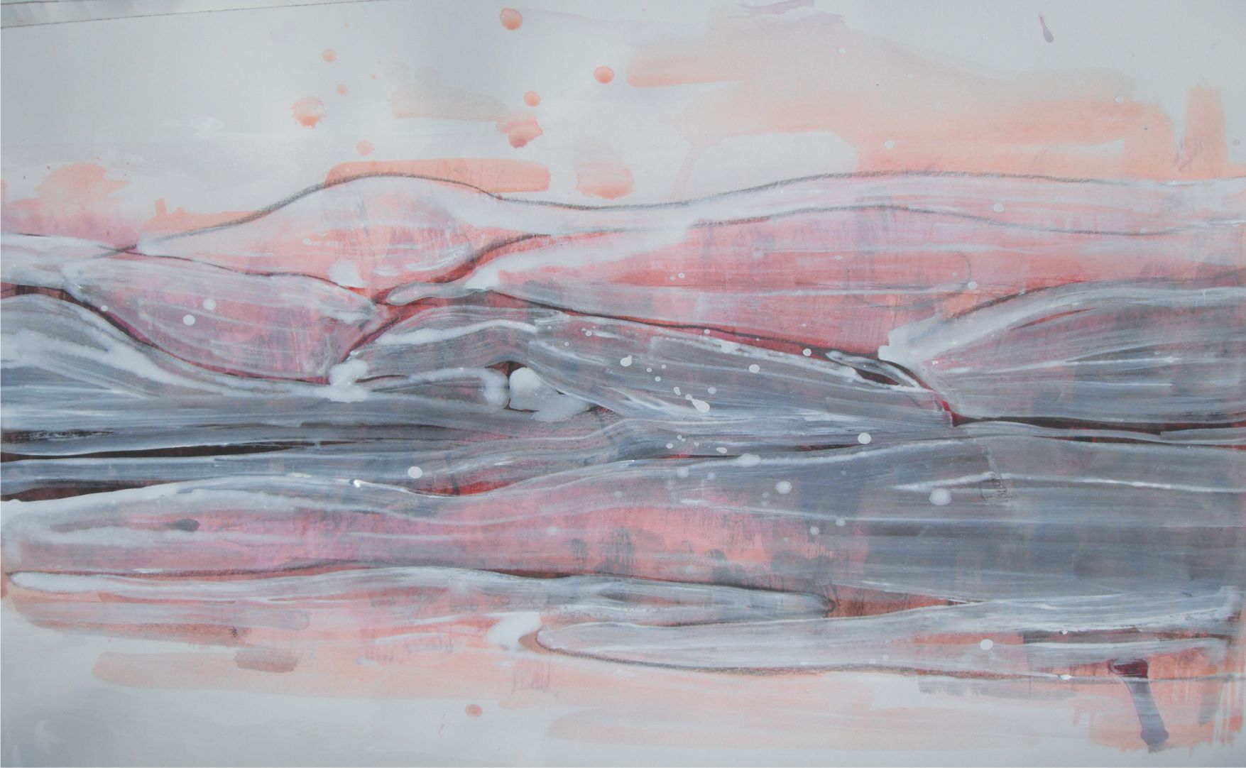 Red Rock 1, 2012, mixed media painting on paper, 22" X 30"